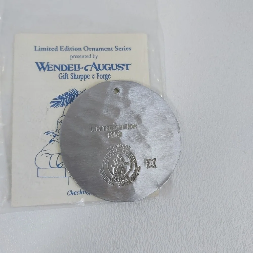 Wendell August Forge Vtg‎ Christmas Ornament Santa Checking List 1996